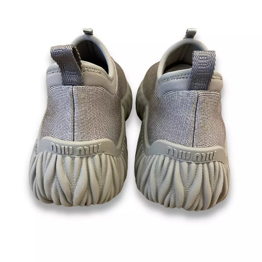 MIU MIU GREY CRYSTAL SNEAKERS