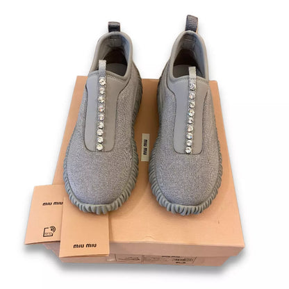 ZAPATILLAS DE CRISTALES GRISES MIU MIU