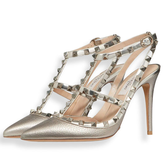VALENTINO ROCKSTUD METALLIC BEIGE