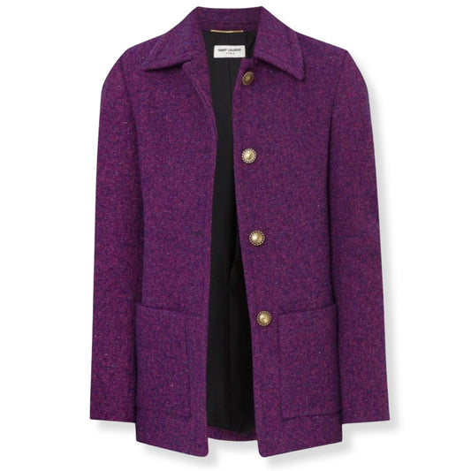 SAINT LAURENT JACKET IN BOUCLÉ LUREX IN PURPLE