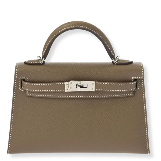 HERMÈS MINI KELLY ETOUPE EPSOM LEATHER BAG