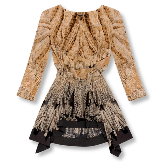 ROBERTO CAVALLI BROWN PRINT DRESS