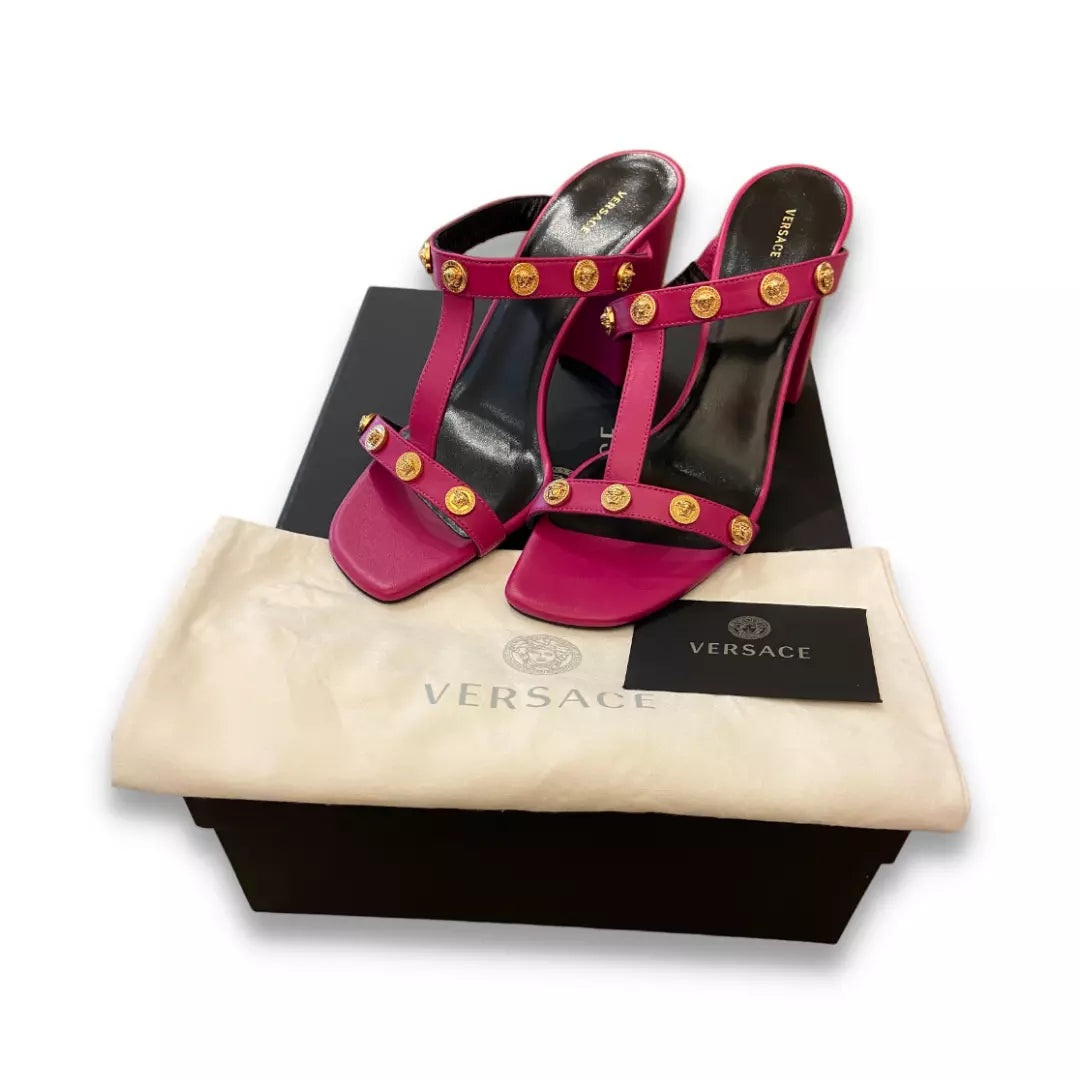 VERSACE PINK MEDUSA SANDALS