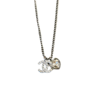 COLLAR DE PLATA CON CRISTAL Y CORAZÓN DE CHANEL
