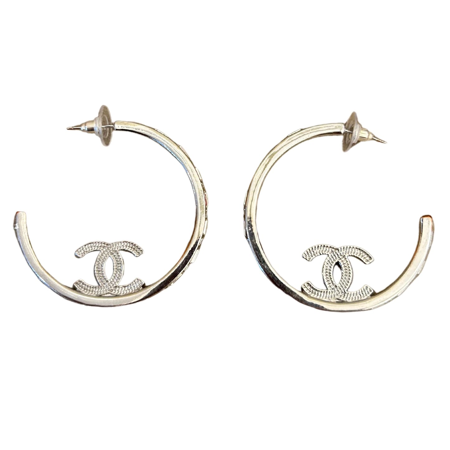 CHANEL LARGE HOOP EARRINGS