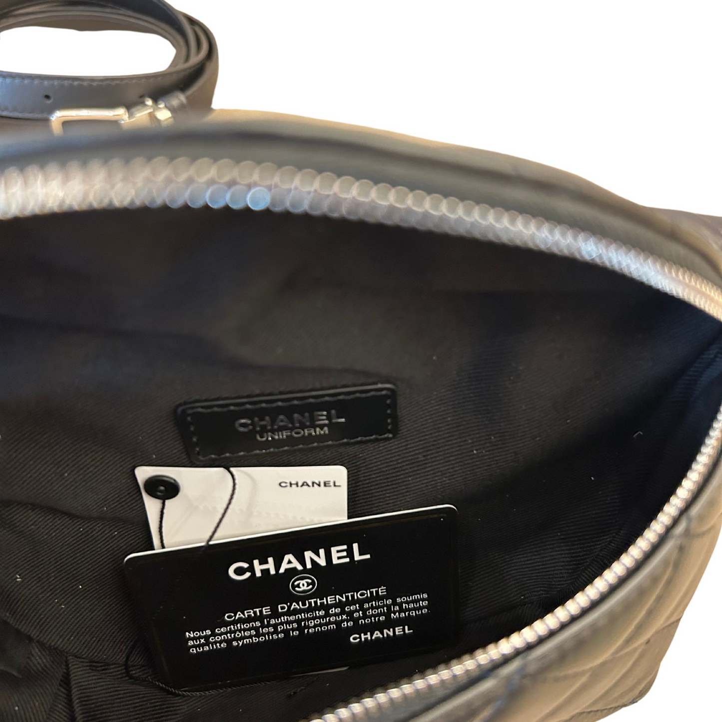 CHANEL WAIST QUILTED BLACK BAG