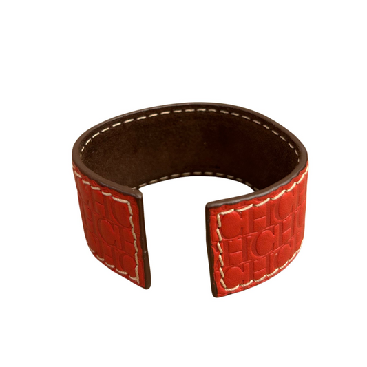 CAROLINA HERRERA RED LEATHER BRACELET