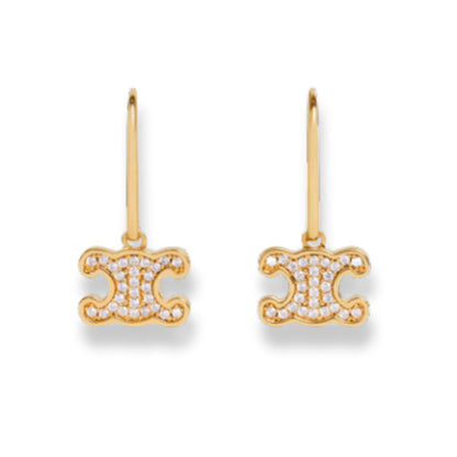 PENDIENTES CELINE TRIOMPHE DE DIAMANTES EN LATÓN CON ACABADO DORADO Y CRISTALES