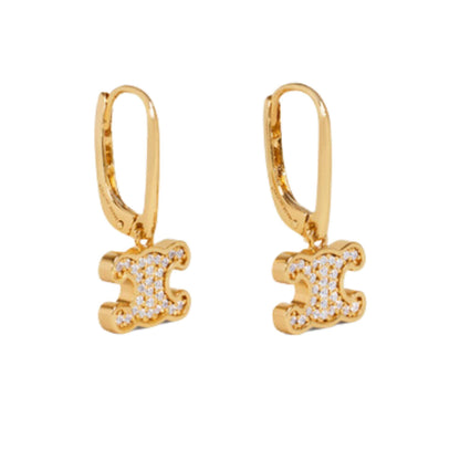 PENDIENTES CELINE TRIOMPHE DE DIAMANTES EN LATÓN CON ACABADO DORADO Y CRISTALES