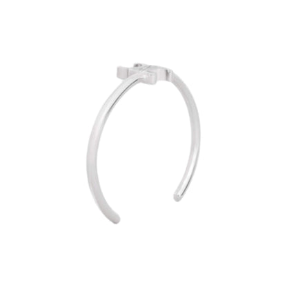 Brazalete asimétrico CELINE TRIOMPHE de latón con acabado en rodio