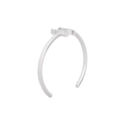 Brazalete asimétrico CELINE TRIOMPHE de latón con acabado en rodio