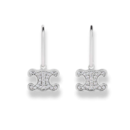 PENDIENTES CELINE TRIOMPHE DE DIAMANTES EN LATÓN CON ACABADO EN RODIO Y CRISTALES