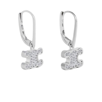 PENDIENTES CELINE TRIOMPHE DE DIAMANTES EN LATÓN CON ACABADO EN RODIO Y CRISTALES