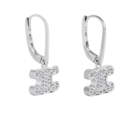 PENDIENTES CELINE TRIOMPHE DE DIAMANTES EN LATÓN CON ACABADO EN RODIO Y CRISTALES