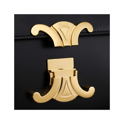 BOLSO DE HOMBRO CELINE CLAUDE CON CADENA EN PIEL DE BECERRO BRILLANTE NEGRO