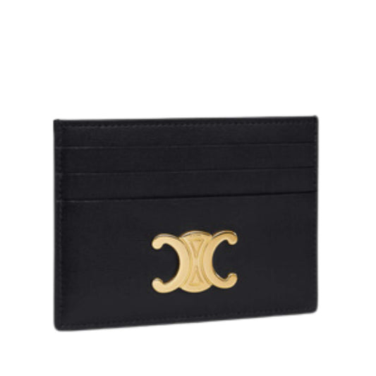 TARJETERO CELINE TRIOMPHE DE PIEL DE BECERRO BRILLANTE NEGRO
