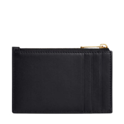 CELINE TARJETERO CON CREMALLERA CUIR TRIOMPHE EN PIEL DE BECERRO BRILLANTE NEGRO