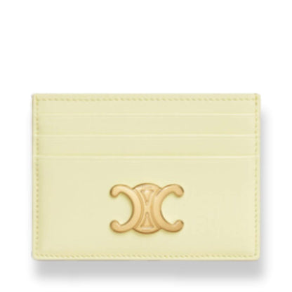TARJETERO CELINE TRIOMPHE DE PIEL DE BECERRO BRILLANTE AMARILLO CLARO