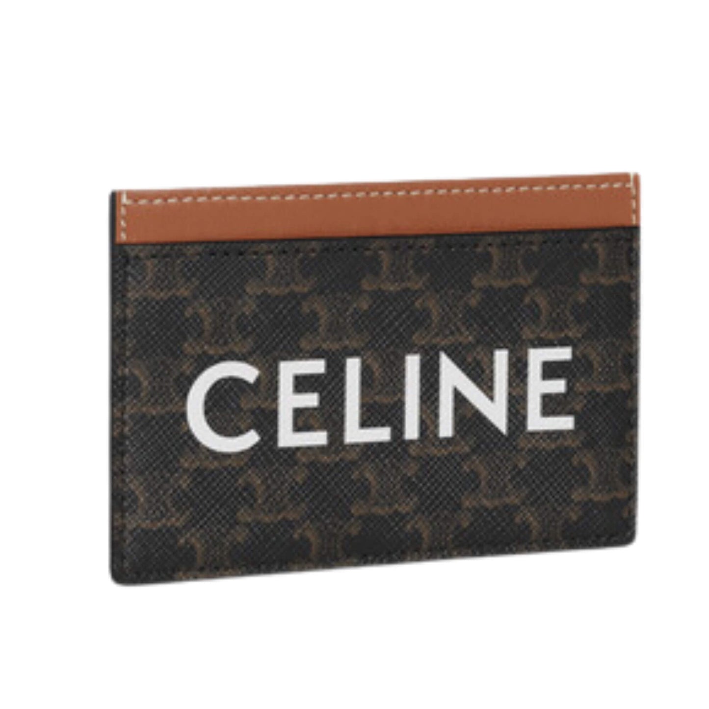 CELINE CARD HOLDER IN TRIOMPHE CANVAS WITH CELINE PRINT TAN