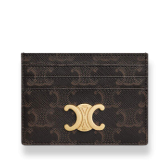 CELINE TRIOMPHE CARD HOLDER IN TRIOMPHE CANVAS TAN