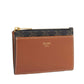 CELINE ZIPPED CARD HOLDER IN TRIOMPHE CANVAS AND LAMBSKIN TAN