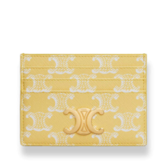 CELINE TRIOMPHE CARD HOLDER IN TRIOMPHE CANVAS BRIGHT YELLOW
