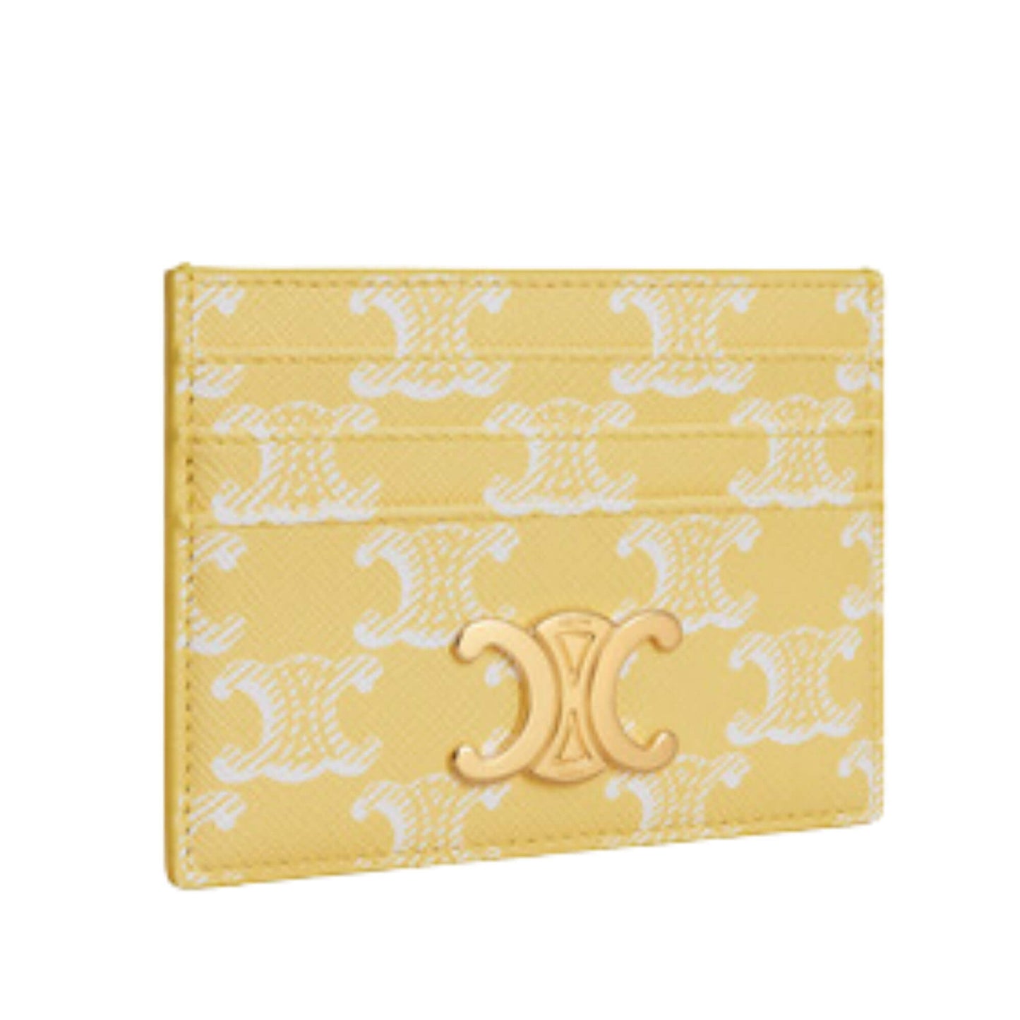 CELINE TRIOMPHE CARD HOLDER IN TRIOMPHE CANVAS BRIGHT YELLOW
