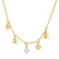 CELINE COEUR CHARMS NECKLACE IN BRASS WITH GOLD FINISH AND RESIN PEARL