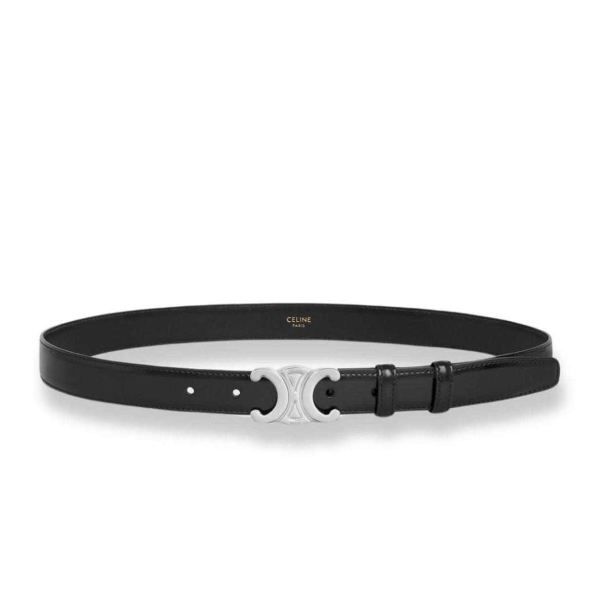 Celine Belt Black Leather Celine Black Leather Triomphe Belt with Gold Hardware main image 2