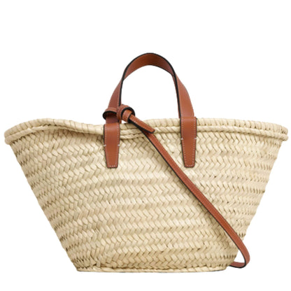 BOLSO CELINE TEEN CLASSIC PANIER EN HOJAS DE PALMA Y PIEL DE BECERRO COLOR MARRÓN