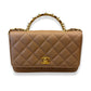 CHANEL BEIGE TOP HANDLE WITH PEARLS BAG
