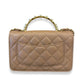 CHANEL BEIGE TOP HANDLE WITH PEARLS BAG