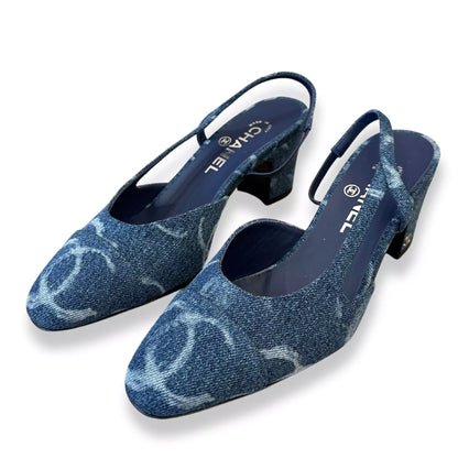 ZAPATO DESTALONADO VAQUERO AZUL CHANEL