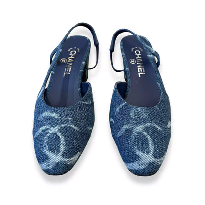 ZAPATO DESTALONADO VAQUERO AZUL CHANEL