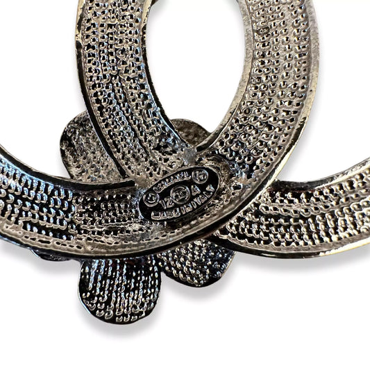 CHANEL CRYSTALS & PEARLS SILVER METAL CC BROOCH