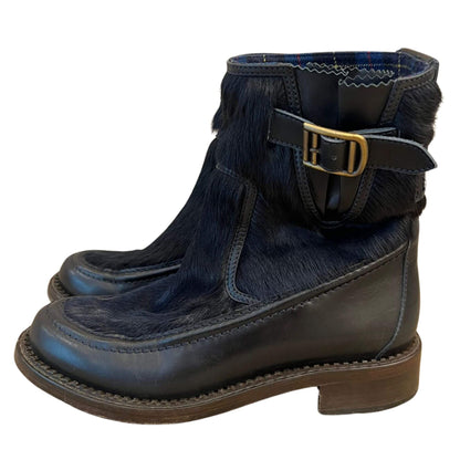 CHANEL BUCKLE WITH FUR BOOTS