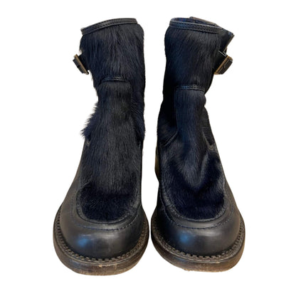 CHANEL BUCKLE WITH FUR BOOTS