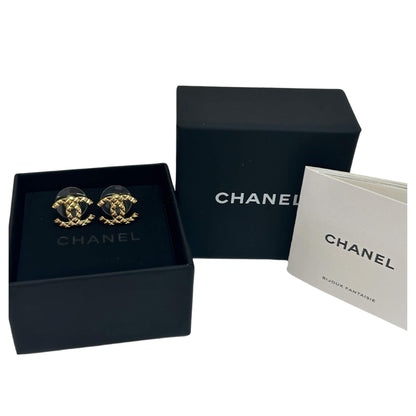 CHANEL GOLDEN CC STUD EARRINGS