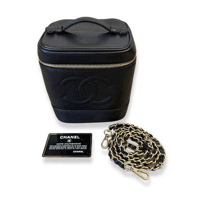 CHANEL BLACK TOP HANDLE VANITY BAG