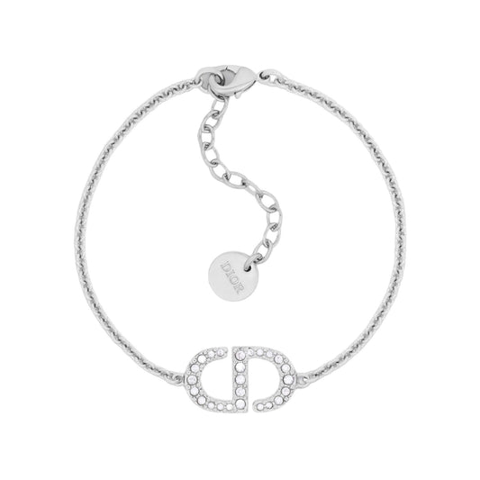 DIOR PETIT CD BRACELET SILVER-FINISH METAL WITH WHITE CRYSTALS
