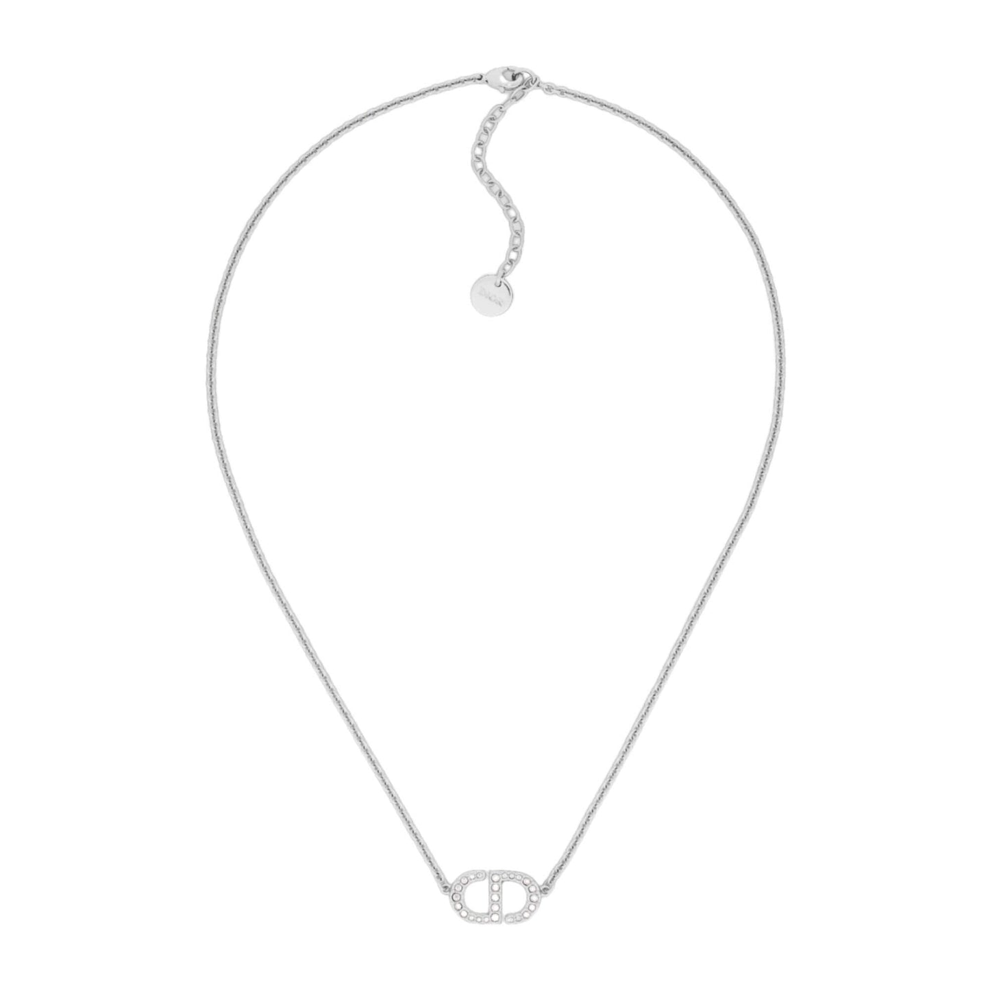 DIOR PETIT CD NECKLACE SILVER-FINISH METAL WITH WHITE CRYSTALS