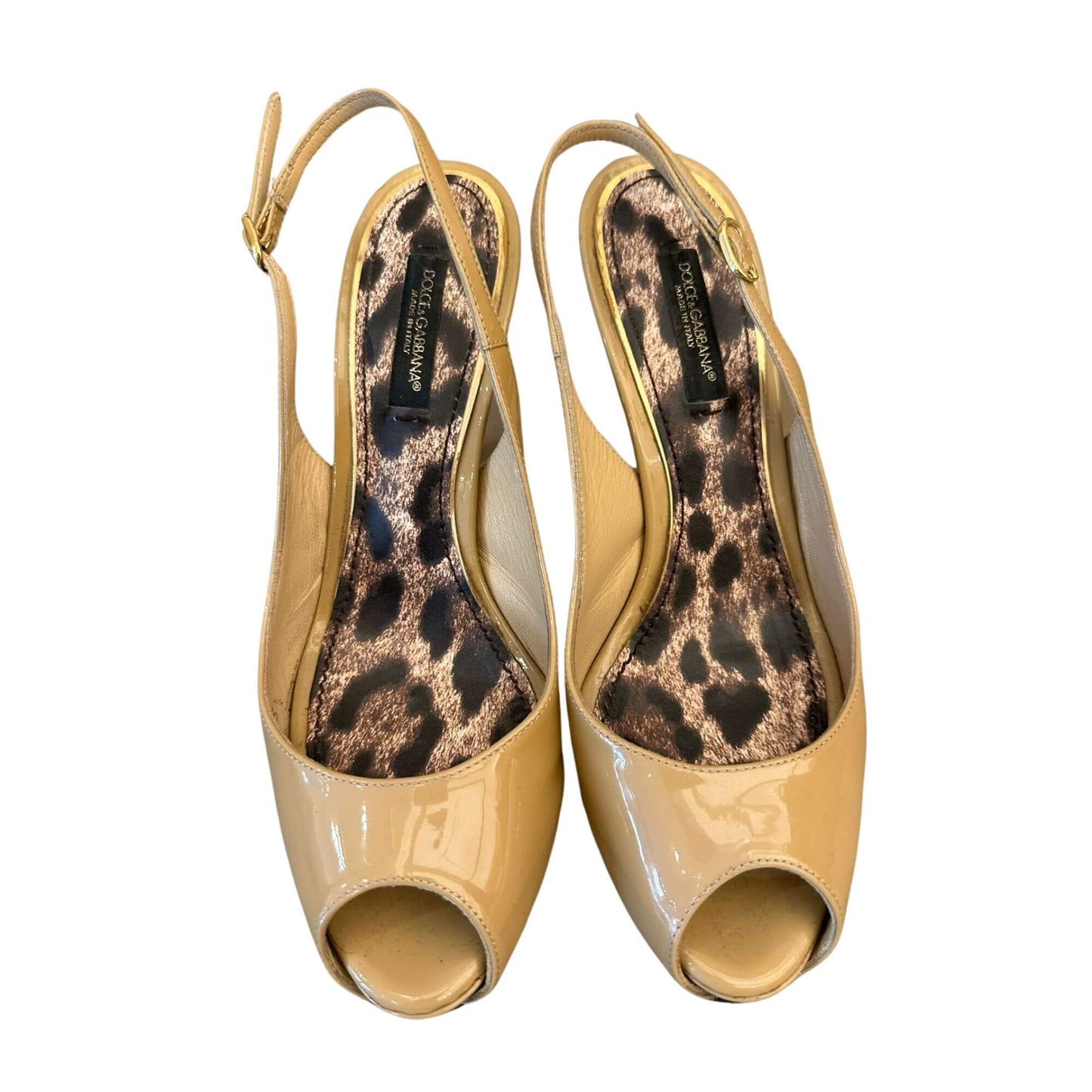 DOLCE & GABBANA NUDE PEEP TOE PLATFORM SLINGBACK PUMPS