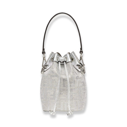 Fendi SILVER LEATHER WITH CRYSTALS MON TRESOR BAG