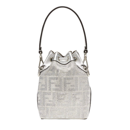 Fendi SILVER LEATHER WITH CRYSTALS MON TRESOR BAG