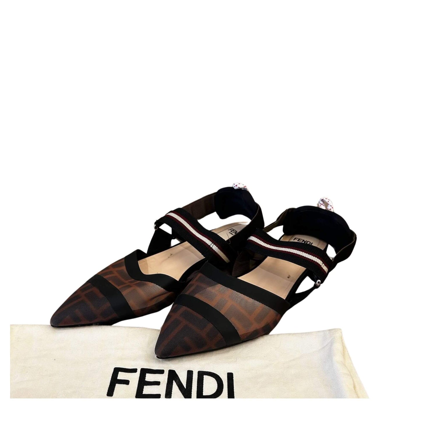 FENDI FF MESH BALLERINA FLATS