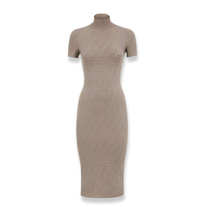 Vestido Fendi de viscosa gris paloma FF