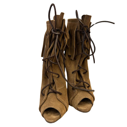 GIUSEPPE ZANOTTI BOTAS DE TACONES ABIERTAS CON FLECOS Y CORDONES