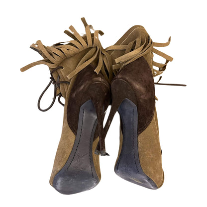 GIUSEPPE ZANOTTI BOTAS DE TACONES ABIERTAS CON FLECOS Y CORDONES