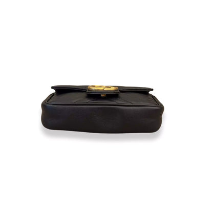 GUCCI BLACK LEATHER GG MARMONT MICRO BAG