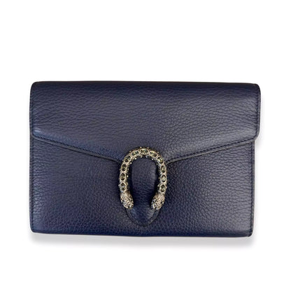 GUCCI DIONYSIUS BLUE LEATHER CHAIN BAG